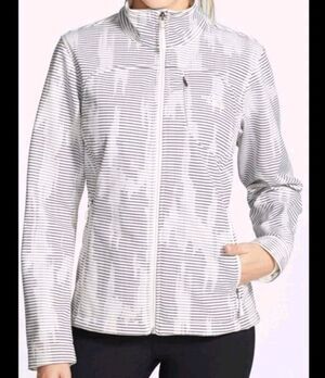 The North Face Apex Bionic Jacket White Black Dot Zip Retail $149.00 EUC Size L